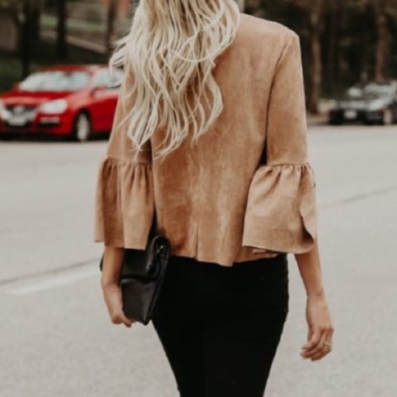 Faux Suede Bell Sleeve Top *LIQUIDATION* - Picture 4 of 8